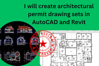 architectural permit drawing sets in autocad and revit