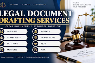 draft lawsuits, complaints, petitions, motions, appeals, mou, injunctions, nda