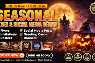 design a spooky halloween flyer, banner, or social media ad