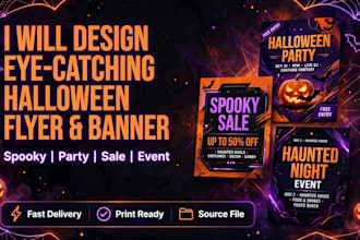 design a spooky halloween flyer, banner, or social media ad