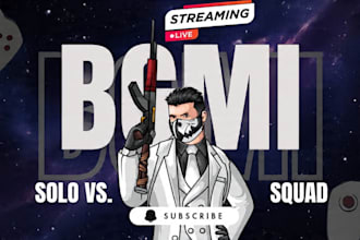 design eye catching bgmi gaming thumbnail for  live stream