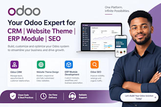 be your odoo crm developer odoo website theme design odoo erp module odoo seo