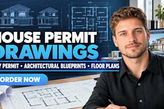 create house permit drawings, city permit, architectural blueprints, floor plans