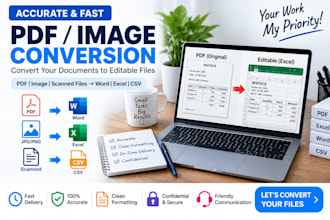 convert PDF image or scanned data to word excel or CSV