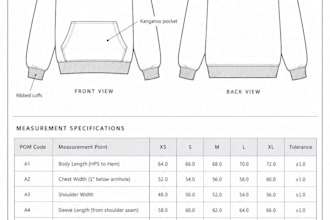 create a fashion clothing tech pack with flat sketches and spec sheet