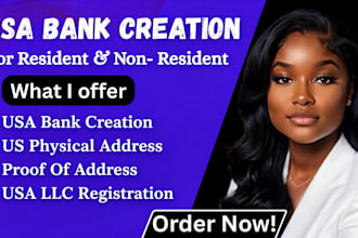 open business USA bank, USA bank creation, USA physical address llc registration