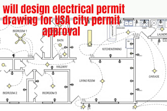design electrical permit drawing for USA city permit approval