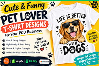 design cute and funny pet lover tshirts for your pod business