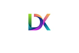 design a modern dk letter initial logo with colorful gradient style