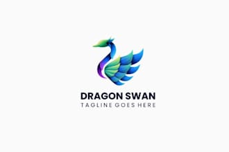 design a colorful gradient dragon swan logo for your brand