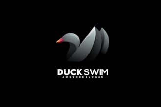 design a modern duck gradient logo illustration