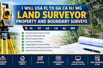 usa fl tx ga ca nj wg land surveyor property and boundary surveys