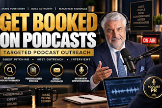 book podcast interviews for authors, entrepreneurs, brands with podcast outreach