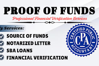 cpa verified and notarized proof of funds documentation for funding application
