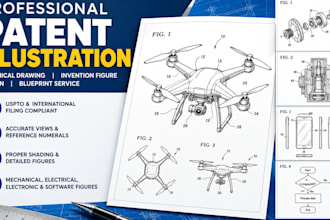 patent illustration technical drawing invention figure design blueprint service