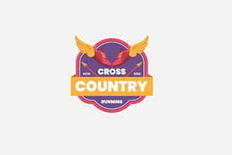 design a modern flat cross country sports logo