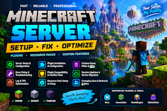 setup fix and optimize minecraft servers, custom guis resource pack, itemsadder