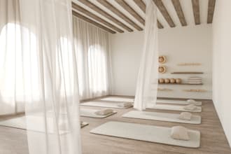 design yoga pilates wellness studio interior 3d floor plan 3d spa and yogastudio