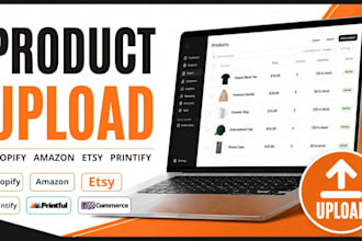 upload products on shopify, printify, printful, amazon, etsy,wocommerce