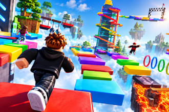 create fun roblox obby maps, parkour levels, challenges and game worlds
