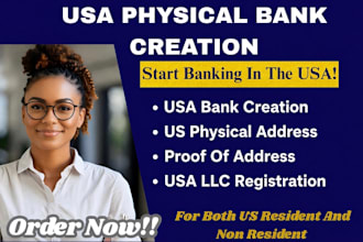 open business USA bank, USA bank creation, USA physical address llc registration