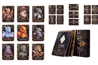 design custom card game, trading card game and board game cards illustration