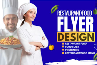 design a professional restaurant flyer and food logo