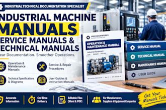 create industrial machine manuals, service manuals and technical manuals