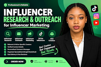 do influencer research influencer outreach and  tiktok influencers ugc creators