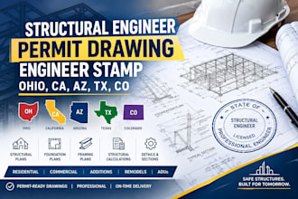 structural engineer permit drawing engineer stamp ohio ca, az, tx, co
