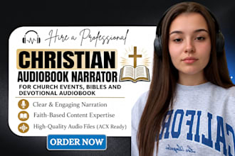 christian audiobook narrator for church events, bibles and devotional audiobook