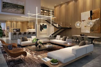 design luxury villa, mansion, duplex, house interior rendering