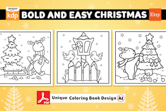 create unique bold and easy christmas coloring book