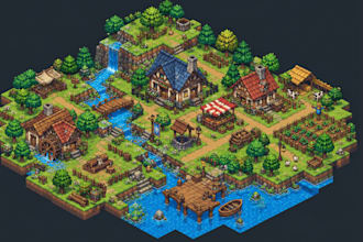 create isometric pixel art tileset tilemap game assets and environment