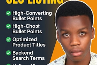 write SEO amazon listing description and bullet points