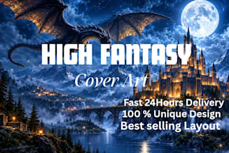 design epic fantasy book cover or dark fantasy cover art