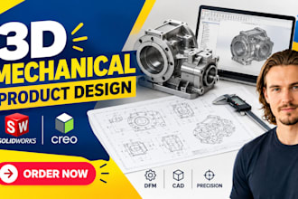 do 3d mechanical product design, dfm cad in solidwork,creo for product engineers