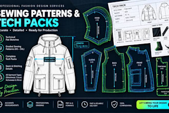 draft professional sewing patterns and factory ready tech packs