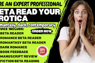 beta read your erotica, romantasy, dark, contemporary romance novel
