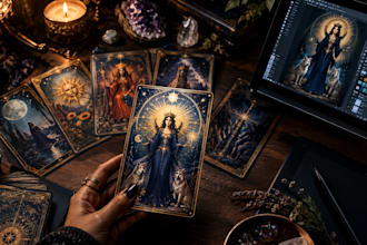 create custom tarot card illustrations and mystical artwork for your deck
