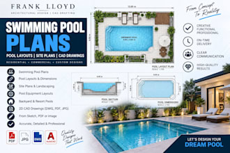 design swimming pool plans, pool layouts, site plans and cad drawings