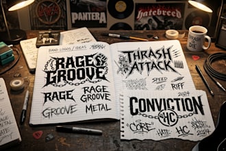 create groove metal, thrash metal, and hardcore logo