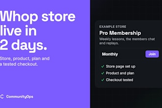 setup your whop store, whop community and paid discord server
