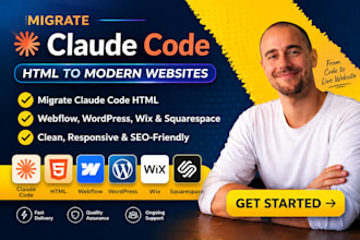 migrate claude code HTML to webflow claude to wordpress wix squarespace