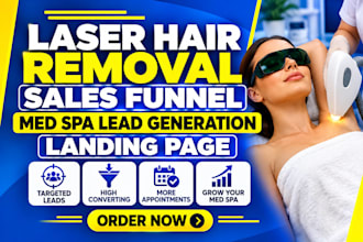 do laser hair removal sales funnel, med spa lead generation landing page