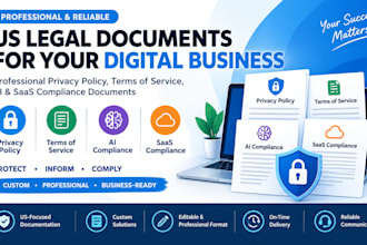 draft US privacy policy, software terms of service, ai and saas compliance USA