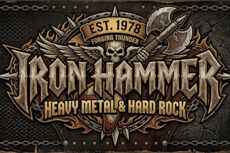 create retro heavy metal, hard rock and classic logo