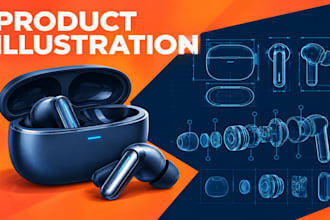 draw product illustration vector art technical drawing and product design
