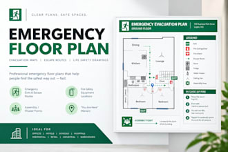 design fire emergency evacuation map, diagram for your floor plan