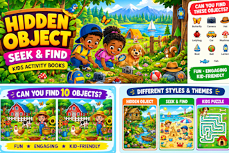 illustrate hidden object seek and find activity books for kids